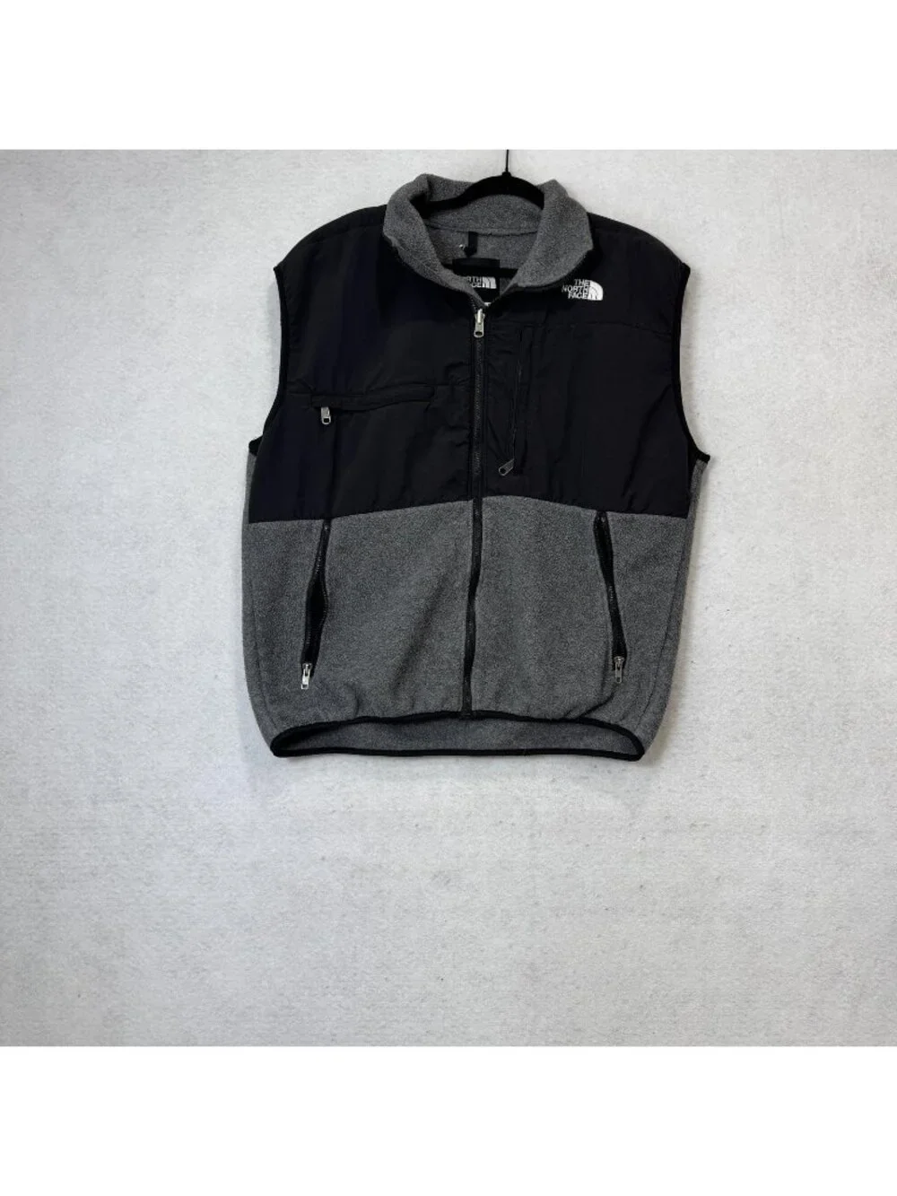 The North Face Vest Mens Large Gray Fleece Denali Full Zip Pockets Outdoor